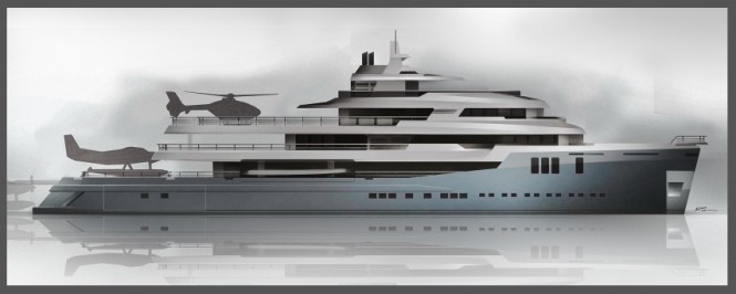 74m expedition yacht Austin concept - Profile