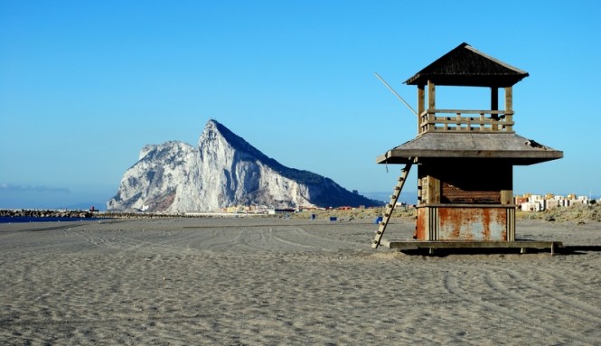 Beach overlooking Gibraltar