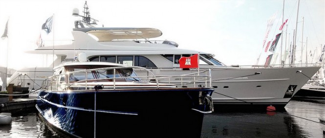 Mulder 98’ Fly bridge superyacht YN1391 and Mulder Favorite 1500 at the 2014 HISWA in-water Boat Show