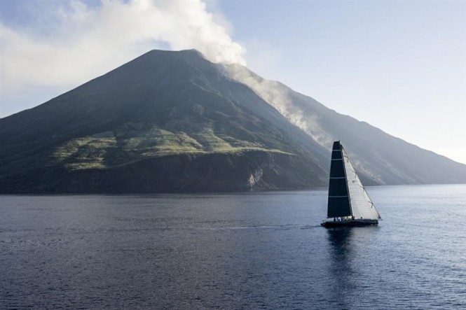 Niklas Zennström's RÁN (SWE) rounding Stromboli - Photo by Rolex Kurt Arrigo