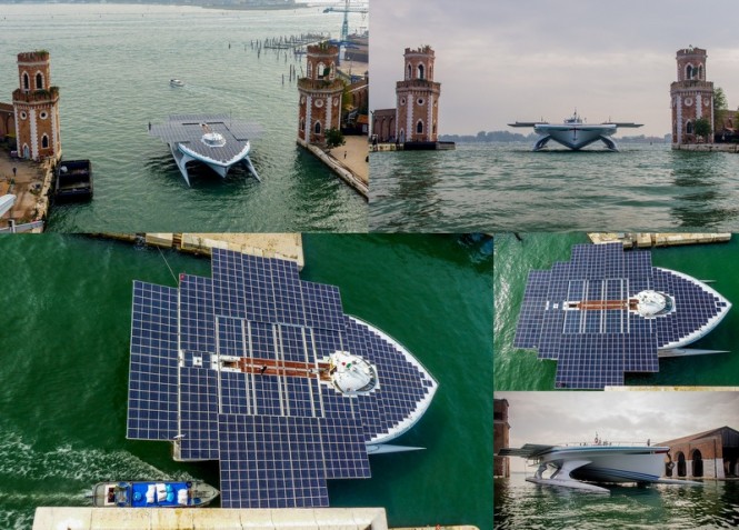 PlanetSolar in the popular Venezia yacht charter location, nestled in Italy