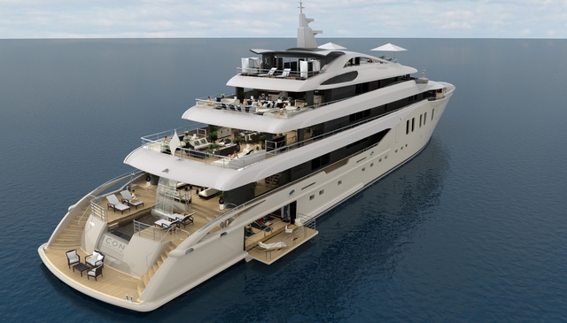 Rendering of the 75,80m mega yacht ICON 250 by ICON Yachts and Tim Heywood