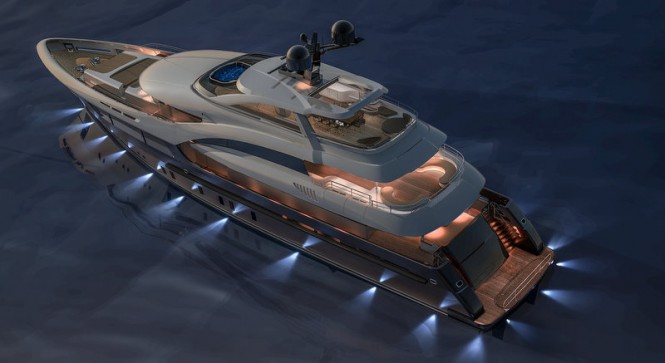 Sarp 46 superyacht by night