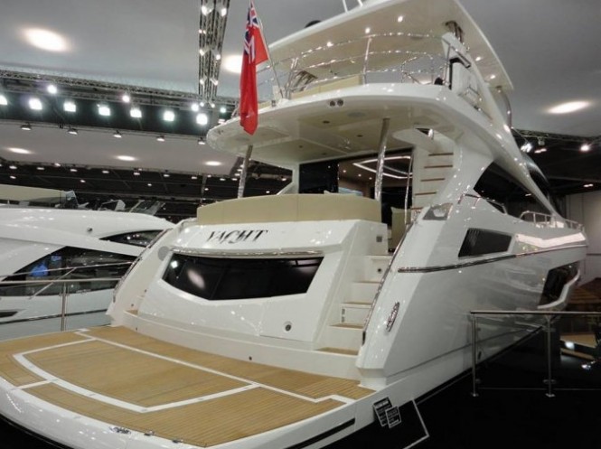 Sunseeker 75 Yacht on display at the 2014 London Boat Show
