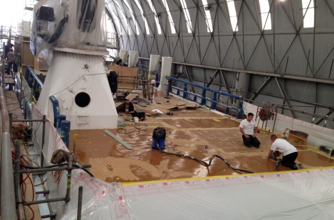 Works on luxury yacht support vessel Umbria