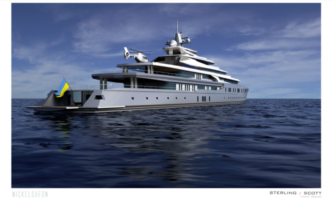 127m super yacht NICKELODEON concept - aft view
