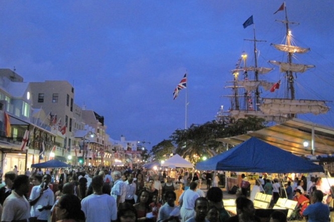 A crowded Front Street - Photo by Bermuda Tourism