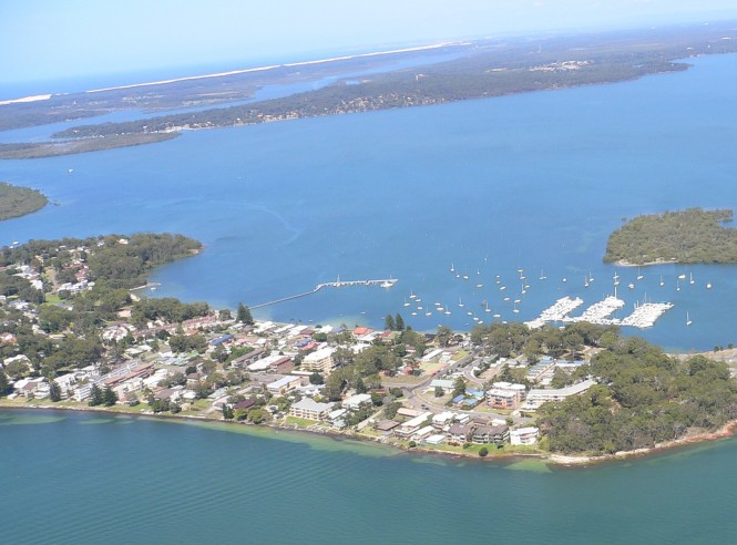 Aerial view of Soldiers Point Marina