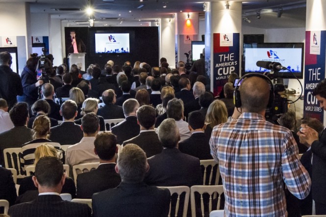 Announcement of America's Cup World Series Portsmouth, 2015 and 2016 in London England. Photo credit to Ian Roman
