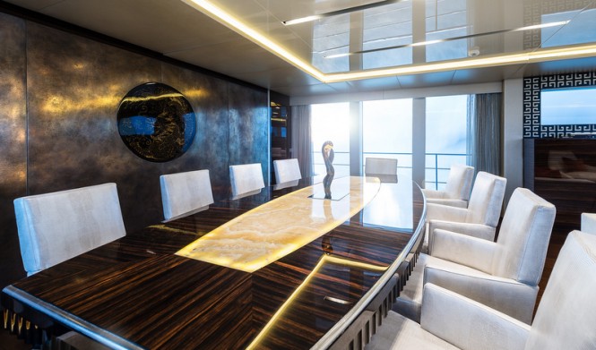Flying Dragon superyacht - dining - Image credit to AB Photodesign