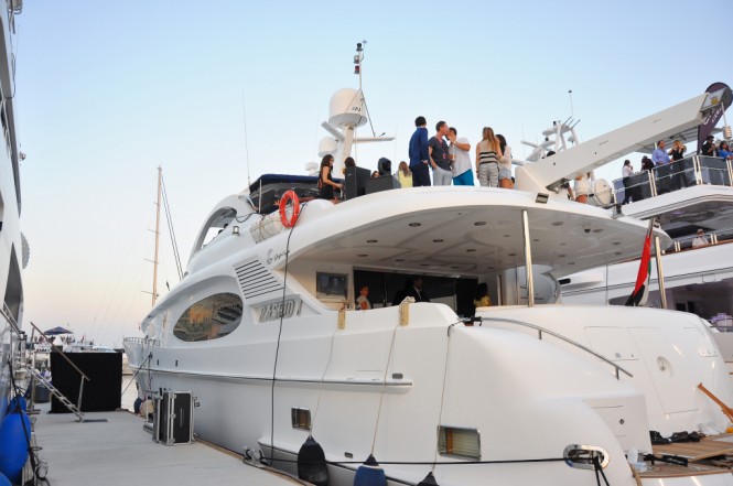 Gulf Craft superyacht Majesty 118 at the 2014 Formula 1 Etihad Airways Abu Dhabi Grand Prix