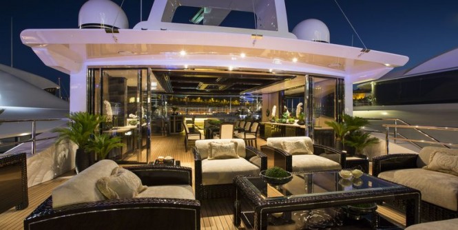 Illusion V superyacht by night