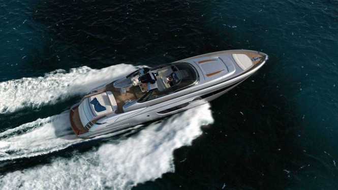 Luxury yacht Riva 88 Florida Convertible Top from above