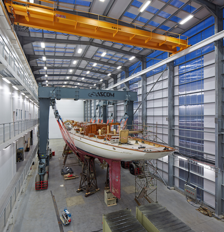 Mega yacht ADIX in a new hall at Pendennis in Falmouth, UK — Yacht