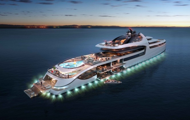 Mega yacht X-Force 145 - Stern