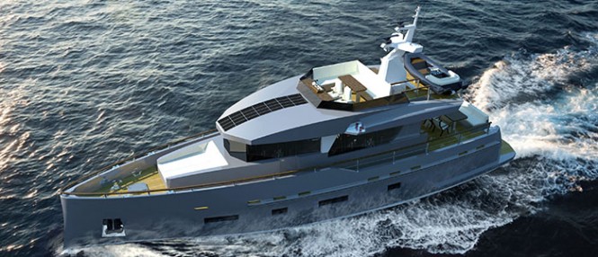 Rendering of luxury motor yacht Bering 70 by Bering Yachts
