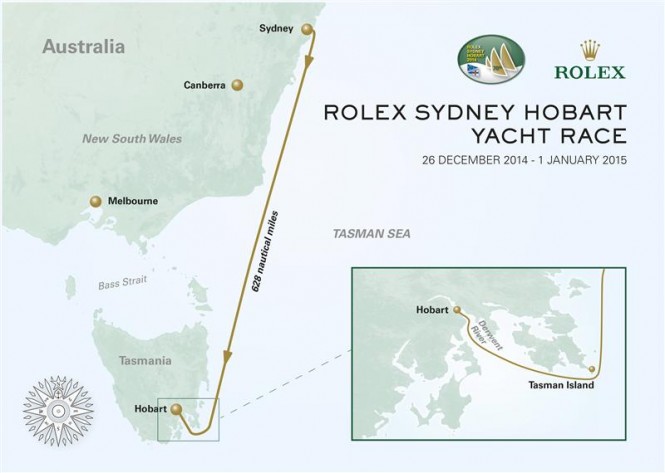 Rolex Sydney Hobart course map - Photo by Rolex KPMS