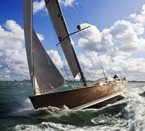 Piet Brouwer working on electrical installation on board new sailing yacht Contest 72