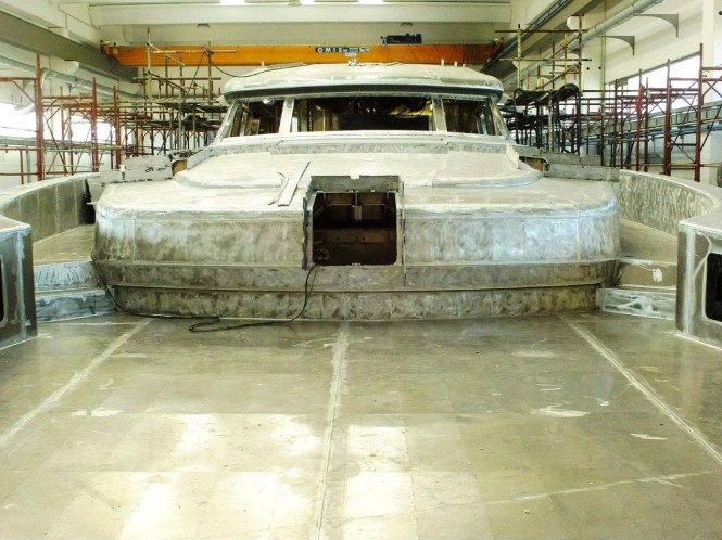Super yacht WIDER 150 under construction at Wider Yachts in Ancona, Italy