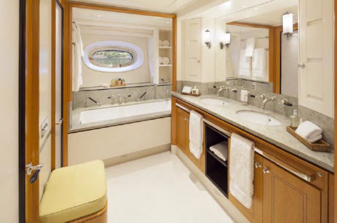 Super yacht Wisp - Owners Bathroom - Photo by Cory Silken