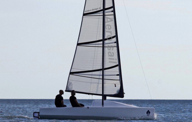 The first test sailing of Aero sail in the Slovenian sea, in Piran bay