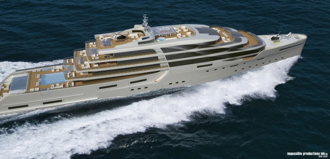 140m luxury yacht IPI140 concept from above