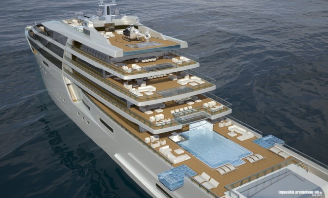 140m motor yacht IPI140 concept - aft view