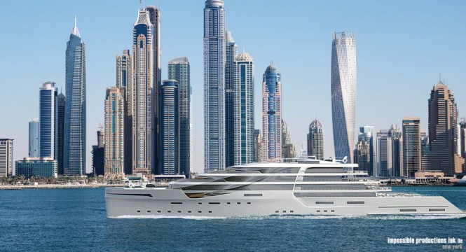 140m super yacht IPI140 concept underway