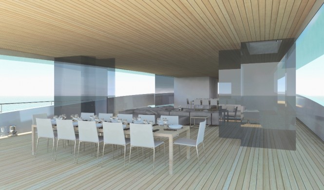 43m wallyace superyacht concept - inside-outside living space
