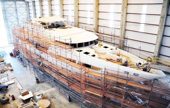 47m super yacht BEBE under construction - Image credit to Vosmarine