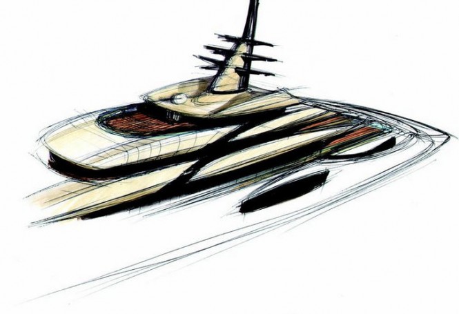 Golden Wings superyacht concept - Sketch