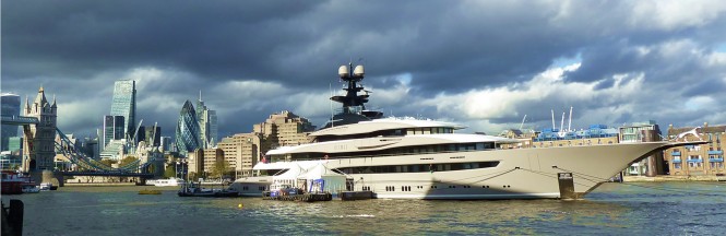 Luxury mega yacht KISMET on Thames