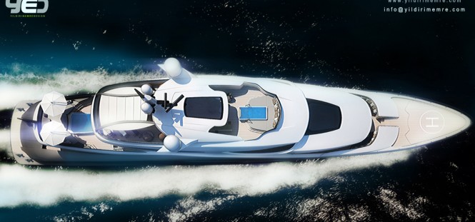 Luxury yacht Miya concept from above