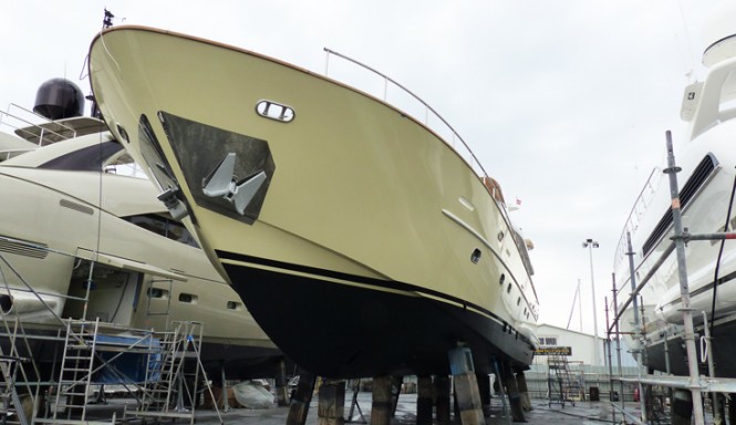 Motor yacht XOne wrapped in a beige gloss by Wild Group International