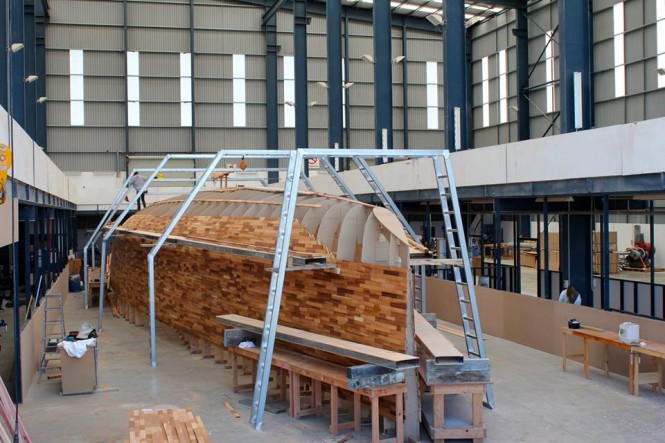 New 33,5m super yacht Hull 1012 under construction - Image credit to Yachting Developments