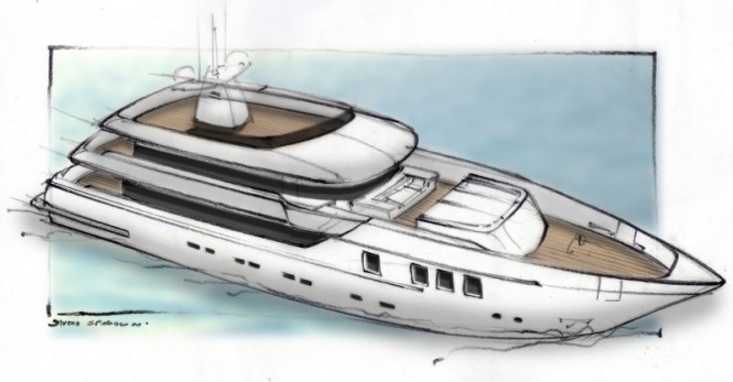 Rendering of new Otam SD 35 super yacht Hull no. 1