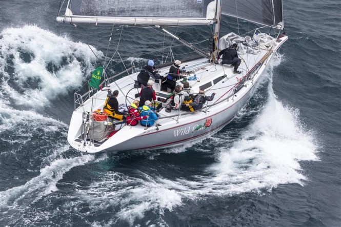 Roger Hickman's WILD ROSE (AUS) sailing to win the 70th Rolex Sydney Hobart