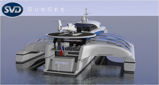 Subsee Yacht Concept - Helideck located afterwards can accomodate a wide variety of civilian aircrafts