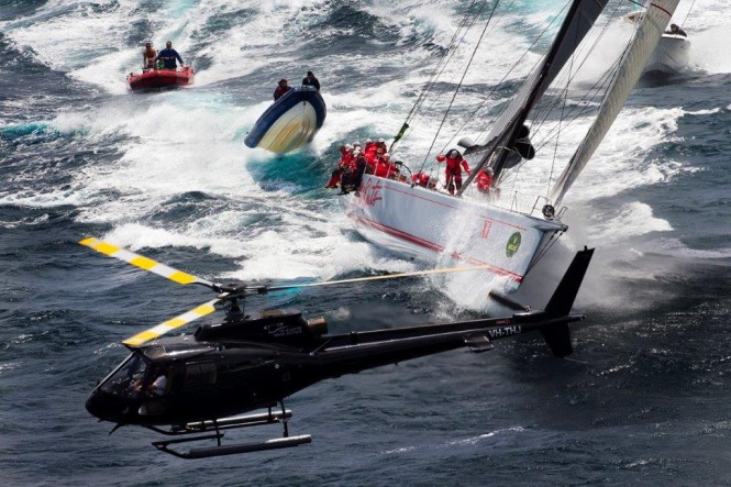 Supermaxi yacht Wild Oats XI at the start of the 2012 Rolex Sydney Hobart Yacht Race - Image by Andrea Francolini