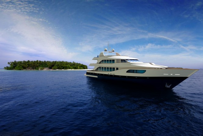Superyacht MY Legacy at Kuda Bandos Island  'Picnic Island' - a fabulous Maldives yacht holiday destination