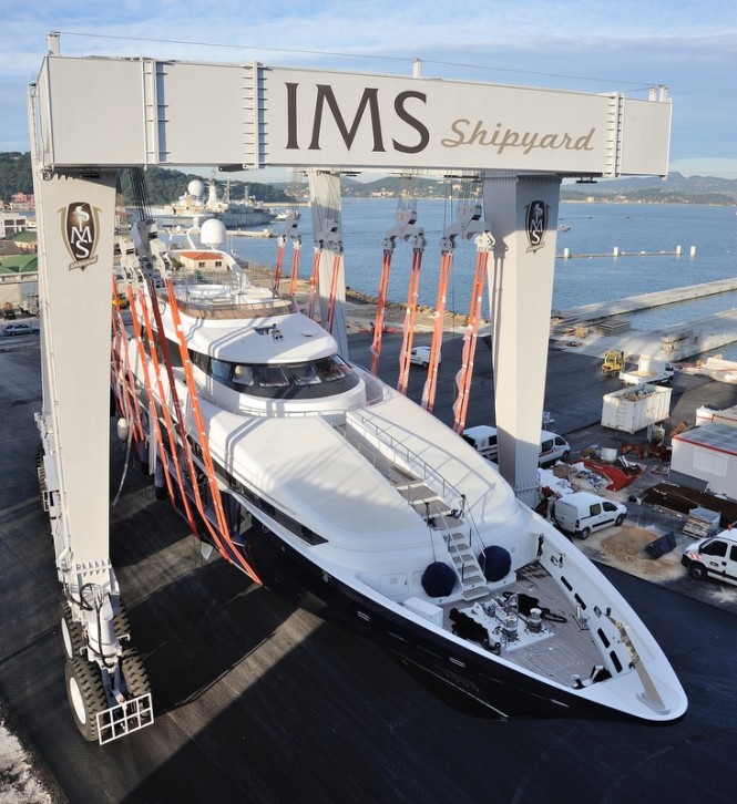 Superyacht Sister Act Haul-Out from above