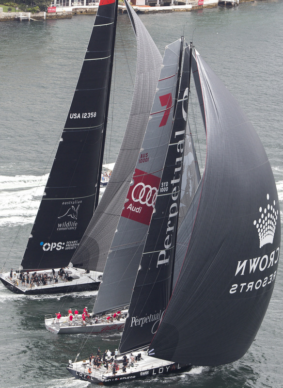Superyachts Perpetual Loyal, Wild Oats XI and Comanche at SOLAS Big Boat Challenge 2014 - Photo by Andrea Francolini