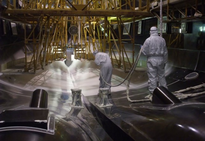 Works on Benetti superyacht Zaphira (BD005) - Photo courtesy of Benetti