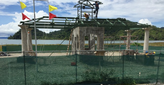 Works on the Golfito Marina Village & Resort Grand Entrance underway