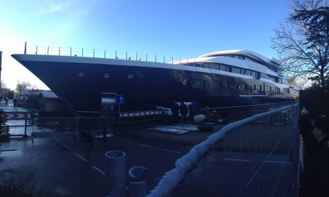 101m Superyacht Hull 808 by Feadship at launch - Photo by Feadship Fan Club