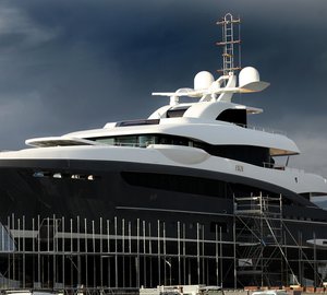 50m Heesen motor yacht SKY under refit at Monaco Marine’s La Ciotat shipyard 