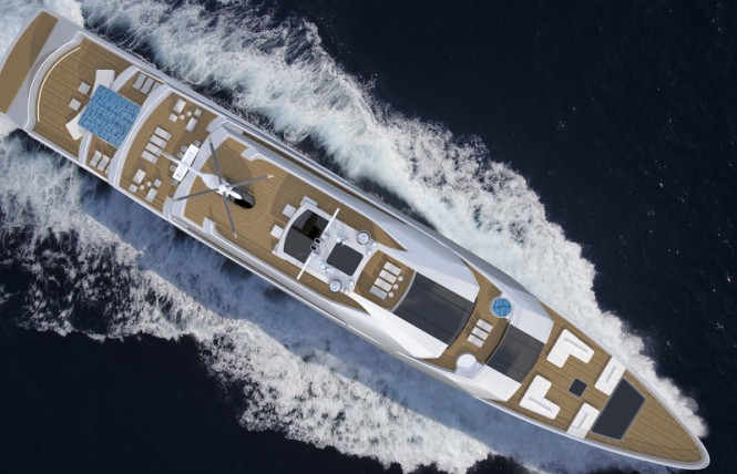 90m Nobiskrug mega yacht concept - top view