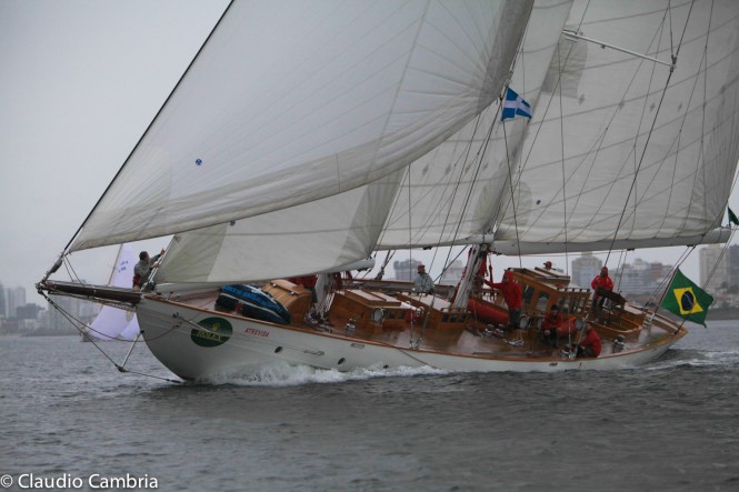 The elegant Brazilian Schooner, Atrevida is likely to be the oldest yacht competing at the St.Maarten Heineken Regatta and at 95ft one of the largest. Image by Claudio Cambria