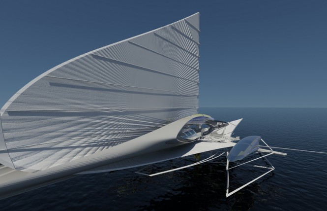 A futuristic solar-powered trimaran yacht by Architect Margot Krasojevic