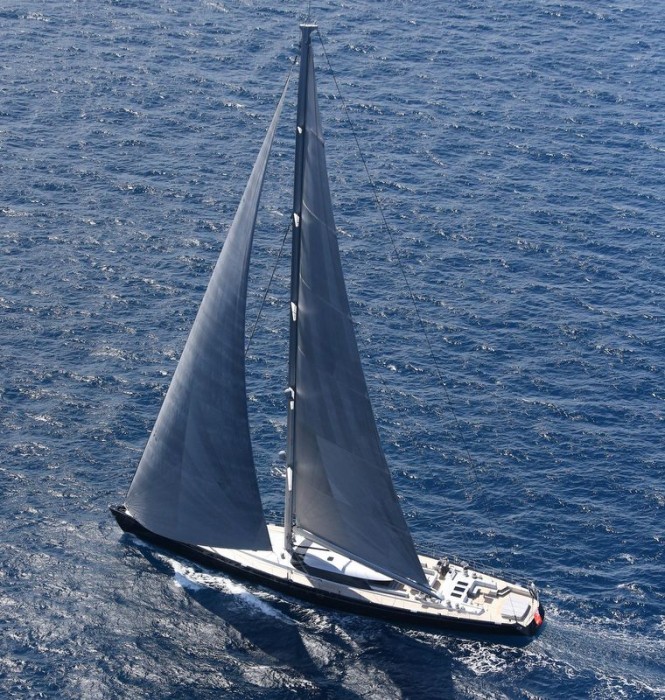 Blue Papillon Yacht from above - Photo by Flypictures